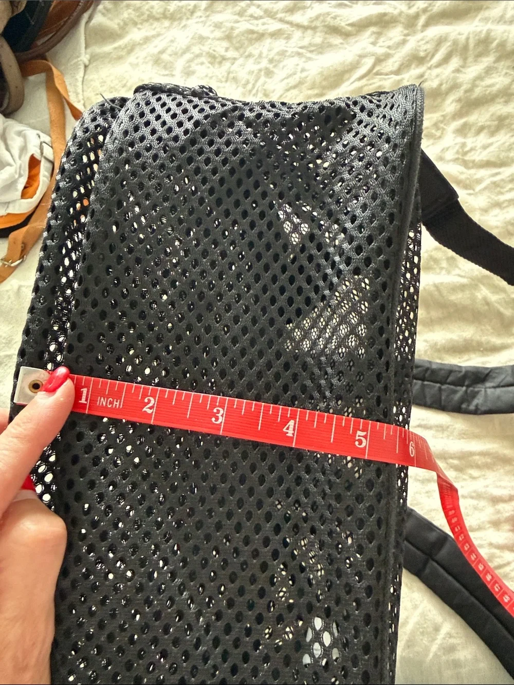 Men's Black Mesh Backpack with Red Logo